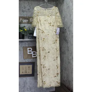 NWT JS Collections Sleeve Sequin Embellished Column Gown Dress Gold Yellow 18 thumbnail 6
