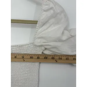 Reformation Marabella Linen Midi Dress White Smocked Puff Sleeve Small Vacation thumbnail 9