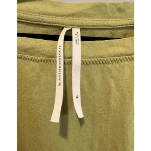 Anthropologie Olive Green Ruffle Flutter Sleeve Babydoll Knit Top 100% Cotton XL thumbnail 3