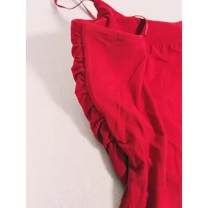 Halara Built-In Bra Cami Tank Top Size Medium Red Ruched Minimal Casual Everyday thumbnail 7
