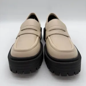 Svegan Mask Vegan Leather Platform Lug Chunky Preppy Loafer Cream 38 US 7.5 thumbnail 4