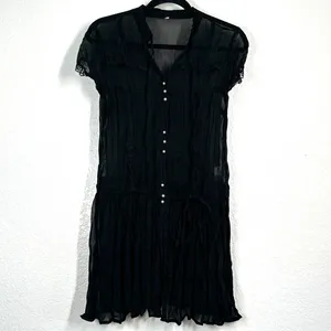 S Dress Babydoll Lace Sheer Minidress, 90s Grunge Slip Whimsy Goth Dark Regency thumbnail 2