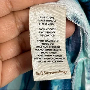 Soft Surroundings Blue Patterned Top SZ:M thumbnail 6