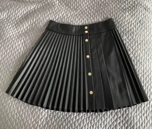 ZARA black pleated leather skirt thumbnail 3