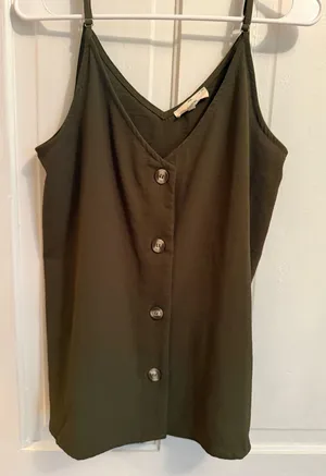 Olive Tank with Button Detail thumbnail 1
