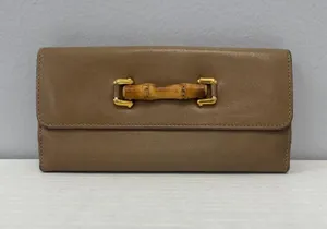 Gucci Bamboo Bi-Fold Leather Wallet in Tan - Preowned thumbnail 1