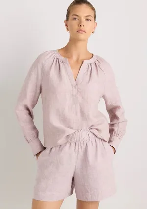 Quince European Linen Peasant Top pink chambray sz XL Cottagecore thumbnail 1
