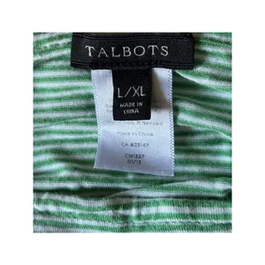 Talbots Womens Green White Striped‎ Knit Poncho L/XL thumbnail 3