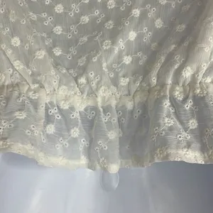 Idem Ditto White Eyelet Floral Crop Top Small‎ Peplum Ruffle Sleeve Plunge Neck thumbnail 6
