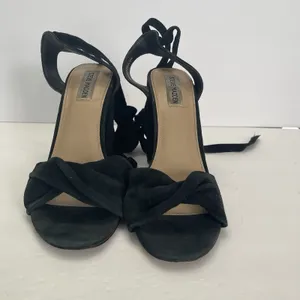 Steve Madden Clary Black Suede Sandals‎ Tie Ankle Strap Heel Womens 9.5 thumbnail 2