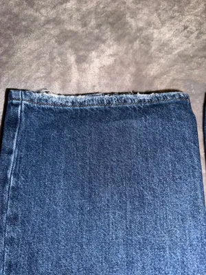 Lee High Rise Wide Leg Distressed Denim Jeans Blue thumbnail 6