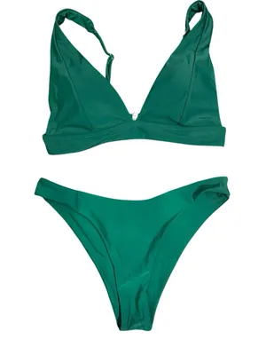 NWOT Forest Green Triangle High Cut Bikini Swimsuit Women’s Size Small thumbnail 1