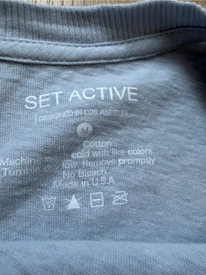 SET Active Crewneck Short Sleeve Baby Blue Baby Tee Medium 100% Cotton Crop Top thumbnail 6