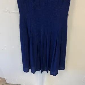 NWT Anne Klein Ultramarine Blue Textured V-Neck Pleated Fit & Flare Dress Size 2 thumbnail 4