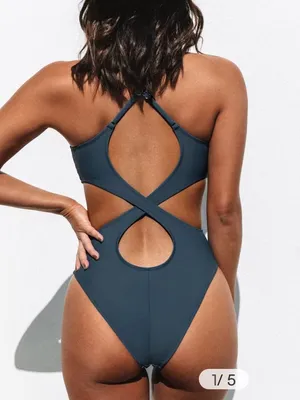 Cupshe Teal Encounter Under The Waves Crossback One Piece Swimsuit Size S thumbnail 2