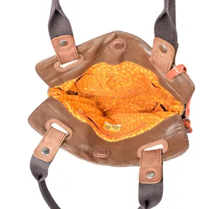 Fossil Key Per Quilted Brown‎ Leather Trim Tote Bag Key Charm thumbnail 4