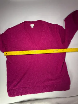 J. Crew Women's V-Neck Sweater in Fuchsia Pink thumbnail 4