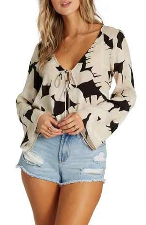 Buckle Women's Top - Black and Cream thumbnail 1