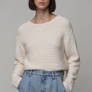 OAK + FORT Cream Ribbed Texture Sweater Pullover Top Size XS thumbnail 3