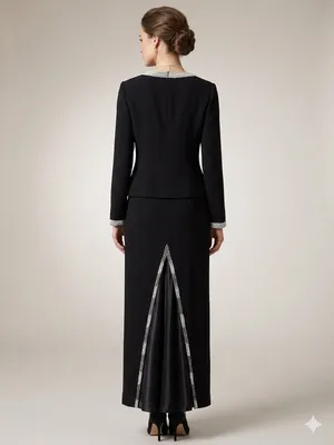 Classic Black Sleeveless Wedding Gown with Sparkle Trim thumbnail 3