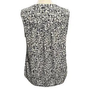 Gap Size M Sleeveless Pintuck Top Shirt Navy Blue Floral Print thumbnail 3