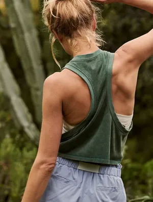 Free People Movement Too Good Tank Racer Back Washed Green thumbnail 3