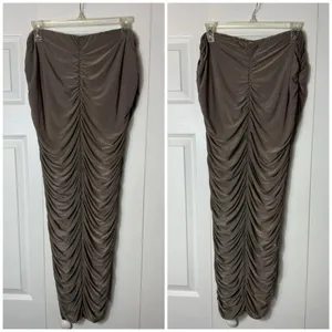 PrettyLittleThing Taupe Brown Ruched Midaxi Skirt Bandeau Top Set Size 12 thumbnail 8