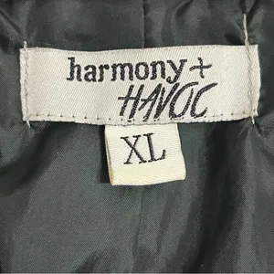 Women's Juniors Harmony & Havoc Faux Leather Jacket Hooded Zipper Size XL Green‎ thumbnail 3