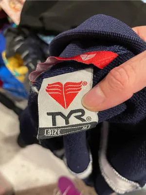 Cute navy white stripe TYR swim uniform jacket John Carroll team pockets thumbnail 2