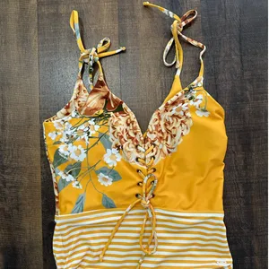Albion Fit The Rachel Yellow Floral One-Piece Size Medium thumbnail 3