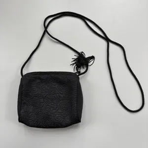 Vintage‎ Avon Black Tassle Jacquard Evening Bag Crossbody Mini Purse Black Tie thumbnail 3