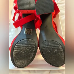 NEW Red High Heels Chunky Block Platform Heels Strappy Gladiator 8 thumbnail 7