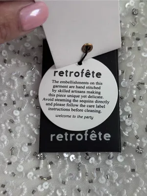 Retrofete Carnegie Sequin white silver beaded dress size small NWT thumbnail 10