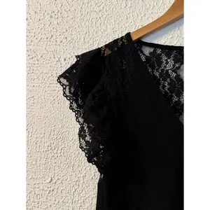 Zara Black Lace Back Mini Dress V‑Neck thumbnail 2