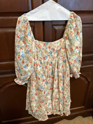 Storia dress with floral pattern and balloon sleeves thumbnail 4
