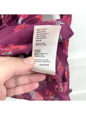 Free People Amanda Ruffle Wrap Top Blouse Floral Red Pink Size M thumbnail 6