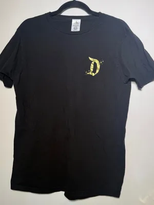 Disney Women's Unisex Black T-Shirt with Gold Castle Graphic Medium thumbnail 1