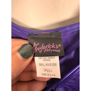 Frederick's of Hollywood Maxi‎ Slip Dress Womens Small Purple Satin sexy V-Neck thumbnail 5