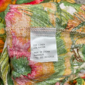 Cynthia Rowley Linen Blend Multicolor Tropical Wide Leg Jumpsuit Medium M thumbnail 7