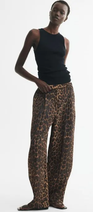 Kids Leopard Print Wide-Leg Pants - Brown/Black thumbnail 1