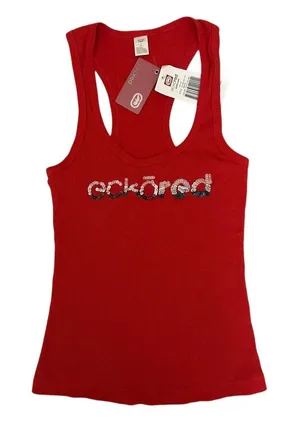 Ecko Red Y2K Ribbed Beater Sequence‎ Tank Top Size Small Red Cotton thumbnail 1