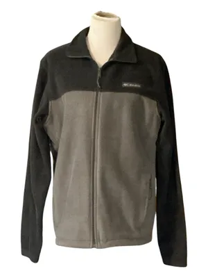 Columbia Men's Size M Full Zip Fleece Jacket Charcoal Gray Two-Tone thumbnail 1