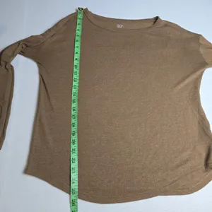 Gap‎ 46R Womens Linen Blend Boat Neck Long Sleeve Tee Brazen Brown Scoop Neck thumbnail 7