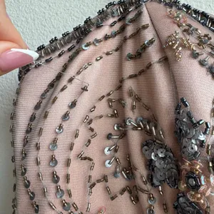 Sue Wong Beaded Embroidered Pink Gray Bubble Cocktail Party Dress Size 10 Medium thumbnail 3