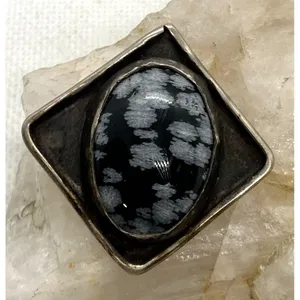 Vintage Handmade Gray Agate Pendant‎ Oxidized Sterling 925 Silver 8.8g Boho thumbnail 1