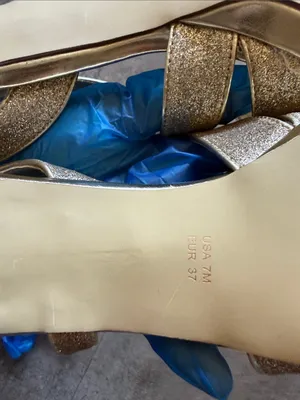 Lulu Townsend Champagne Gold Glitter Multi-Strap Slingback Heels thumbnail 4