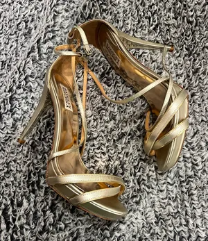 Badgley Mischka Gold Strappy Heels thumbnail 1