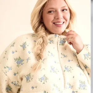 Arula Cele Floral Sherpa Pullover B 2X NWT Blue thumbnail 1