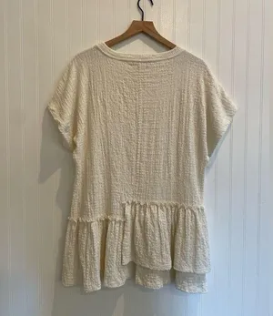 FP BEACH by Free People Marni Asymmetrical Ruffle Tunic Mini Dress Cream Size S thumbnail 5