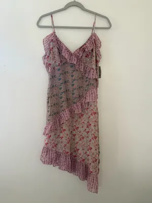 NWT Lucky Brand Coastal Cowgirl Coquette Floral Asymmetrical Midi Dress - Large thumbnail 5